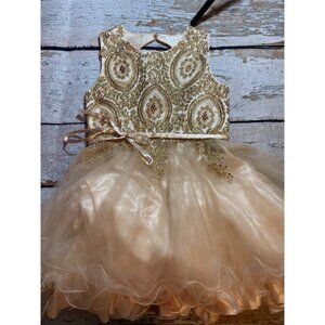 Petite Adele Gold Beaded Dress